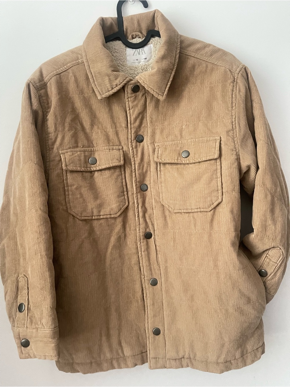 Zara Kid’s Corduroy Sherpa-Lined Jacket in Tan